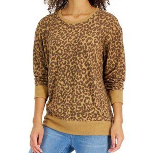 NWT Style & Co Leopard Animal Print Top Shirt Sweater Macys Small